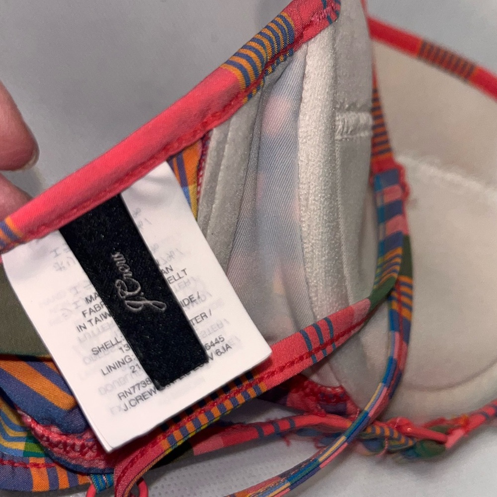 J. Crew Plaid Madras Demi Swim Bra Bikini Top 34B - Picture 4 of 8